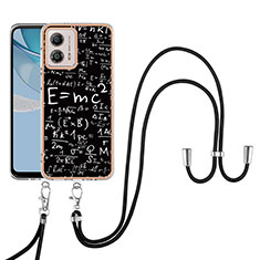 Coque Silicone Motif Fantaisie Souple Couleur Unie Etui Housse avec Laniere Strap YB8 pour Motorola Moto G53 5G Mixte