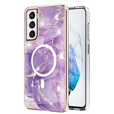 Coque Silicone Motif Fantaisie Souple Couleur Unie Etui Housse avec Mag-Safe Magnetic Magnetique pour Samsung Galaxy S21 FE 5G Violet
