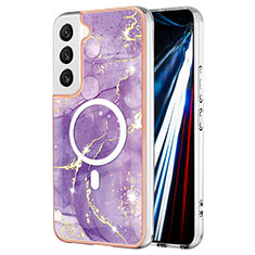 Coque Silicone Motif Fantaisie Souple Couleur Unie Etui Housse avec Mag-Safe Magnetic Magnetique pour Samsung Galaxy S22 5G Violet