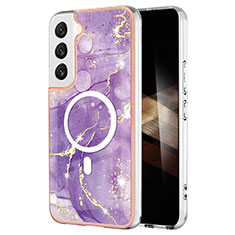 Coque Silicone Motif Fantaisie Souple Couleur Unie Etui Housse avec Mag-Safe Magnetic Magnetique pour Samsung Galaxy S24 5G Violet