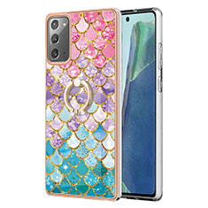 Coque Silicone Motif Fantaisie Souple Couleur Unie Etui Housse avec Support Bague Anneau Y03B pour Samsung Galaxy Note 20 5G Colorful