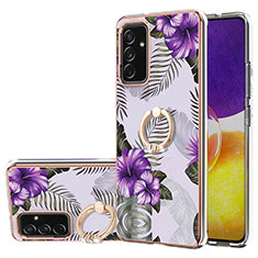 Coque Silicone Motif Fantaisie Souple Couleur Unie Etui Housse avec Support Bague Anneau Y03B pour Samsung Galaxy S23 FE 5G Violet