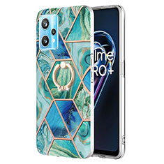 Coque Silicone Motif Fantaisie Souple Couleur Unie Etui Housse avec Support Bague Anneau Y04B pour Realme 9 Pro+ Plus 5G Vert