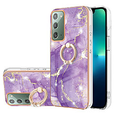 Coque Silicone Motif Fantaisie Souple Couleur Unie Etui Housse avec Support Bague Anneau Y05B pour Samsung Galaxy Note 20 5G Violet
