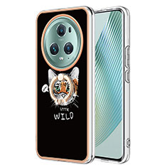Coque Silicone Motif Fantaisie Souple Couleur Unie Etui Housse avec Support Bague Anneau YB2 pour Huawei Honor Magic5 Pro 5G Mixte