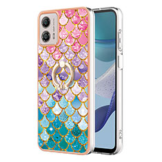 Coque Silicone Motif Fantaisie Souple Couleur Unie Etui Housse avec Support Bague Anneau YB3 pour Motorola Moto G53 5G Colorful