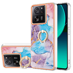 Coque Silicone Motif Fantaisie Souple Couleur Unie Etui Housse avec Support Bague Anneau YB3 pour Xiaomi Mi 13T 5G Bleu