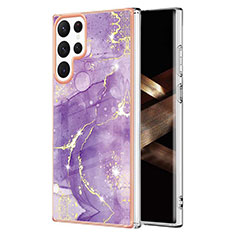 Coque Silicone Motif Fantaisie Souple Couleur Unie Etui Housse pour Samsung Galaxy S24 Ultra 5G Violet