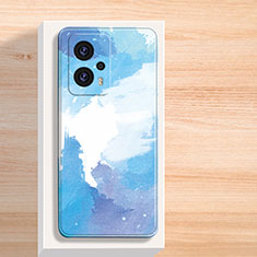 Coque Silicone Motif Fantaisie Souple Couleur Unie Etui Housse pour Xiaomi Redmi Note 11T Pro 5G Bleu
