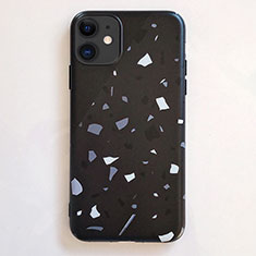 Coque Silicone Motif Fantaisie Souple Couleur Unie Etui Housse S12 pour Apple iPhone 11 Noir