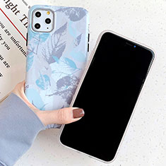 Coque Silicone Motif Fantaisie Souple Couleur Unie Etui Housse S15 pour Apple iPhone 11 Pro Max Bleu Ciel