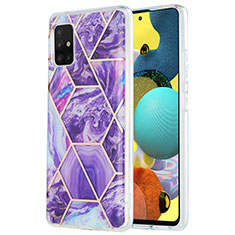 Coque Silicone Motif Fantaisie Souple Couleur Unie Etui Housse Y01B pour Samsung Galaxy A51 4G Violet