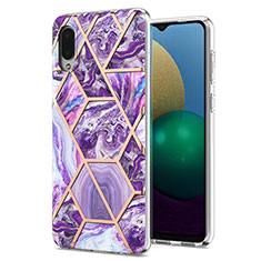 Coque Silicone Motif Fantaisie Souple Couleur Unie Etui Housse Y01B pour Samsung Galaxy M02 Violet