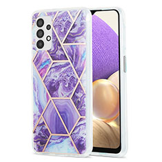 Coque Silicone Motif Fantaisie Souple Couleur Unie Etui Housse Y01B pour Samsung Galaxy M32 5G Violet