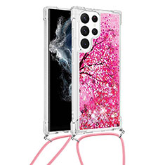 Coque Silicone Motif Fantaisie Souple Couleur Unie Etui Housse Y02B pour Samsung Galaxy S21 Ultra 5G Rose Rouge
