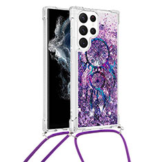 Coque Silicone Motif Fantaisie Souple Couleur Unie Etui Housse Y02B pour Samsung Galaxy S21 Ultra 5G Violet