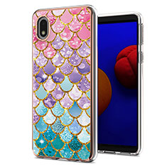 Coque Silicone Motif Fantaisie Souple Couleur Unie Etui Housse Y03B pour Samsung Galaxy M01 Core Colorful