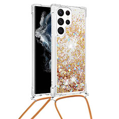 Coque Silicone Motif Fantaisie Souple Couleur Unie Etui Housse Y03B pour Samsung Galaxy S23 Ultra 5G Or