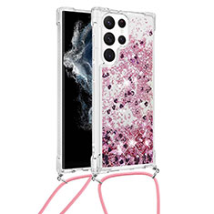 Coque Silicone Motif Fantaisie Souple Couleur Unie Etui Housse Y03B pour Samsung Galaxy S23 Ultra 5G Or Rose
