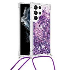 Coque Silicone Motif Fantaisie Souple Couleur Unie Etui Housse Y03B pour Samsung Galaxy S23 Ultra 5G Violet