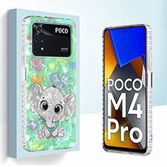 Coque Silicone Motif Fantaisie Souple Couleur Unie Etui Housse Y04B pour Xiaomi Poco M4 Pro 4G Vert