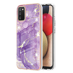Coque Silicone Motif Fantaisie Souple Couleur Unie Etui Housse Y05B pour Samsung Galaxy A03s Violet