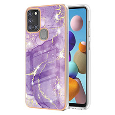 Coque Silicone Motif Fantaisie Souple Couleur Unie Etui Housse Y05B pour Samsung Galaxy A21s Violet