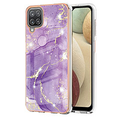Coque Silicone Motif Fantaisie Souple Couleur Unie Etui Housse Y05B pour Samsung Galaxy M12 Violet