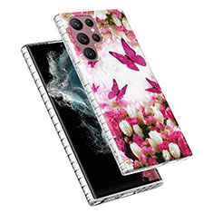 Coque Silicone Motif Fantaisie Souple Couleur Unie Etui Housse Y07B pour Samsung Galaxy S21 Ultra 5G Rouge