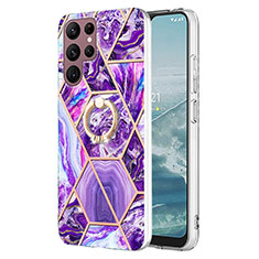 Coque Silicone Motif Fantaisie Souple Couleur Unie Etui Housse Y13B pour Samsung Galaxy S21 Ultra 5G Violet