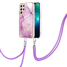 Coque Silicone Motif Fantaisie Souple Couleur Unie Etui Housse Y21B pour Samsung Galaxy S21 Ultra 5G Violet Clair