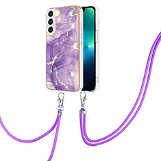 Coque Silicone Motif Fantaisie Souple Couleur Unie Etui Housse Y21B pour Samsung Galaxy S22 Plus 5G Violet