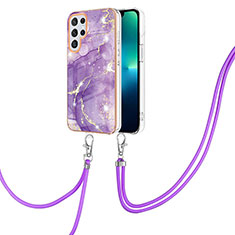 Coque Silicone Motif Fantaisie Souple Couleur Unie Etui Housse Y21B pour Samsung Galaxy S22 Ultra 5G Violet