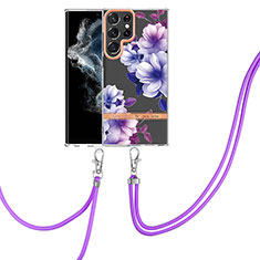 Coque Silicone Motif Fantaisie Souple Couleur Unie Etui Housse Y22B pour Samsung Galaxy S22 Ultra 5G Violet