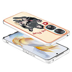 Coque Silicone Motif Fantaisie Souple Couleur Unie Etui Housse YB8 pour Huawei Honor 90 5G Kaki