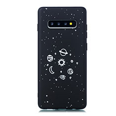 Coque Silicone Paillette Etoile Souple Couleur Unie Etui Housse pour Samsung Galaxy S10 Plus Noir