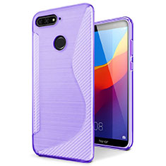 Coque Silicone Souple Transparente Vague S-Line Housse Etui pour Huawei Enjoy 8e Violet