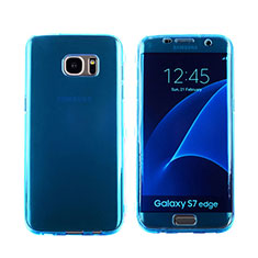 Coque Transparente Integrale Silicone Souple Avant et Arriere Housse Etui pour Samsung Galaxy S7 Edge G935F Bleu