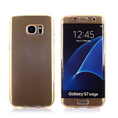 Coque Transparente Integrale Silicone Souple Avant et Arriere Housse Etui pour Samsung Galaxy S7 Edge G935F Or