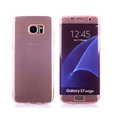 Coque Transparente Integrale Silicone Souple Avant et Arriere Housse Etui pour Samsung Galaxy S7 Edge G935F Rose