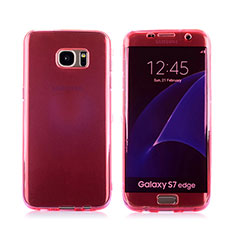 Coque Transparente Integrale Silicone Souple Avant et Arriere Housse Etui pour Samsung Galaxy S7 Edge G935F Rouge