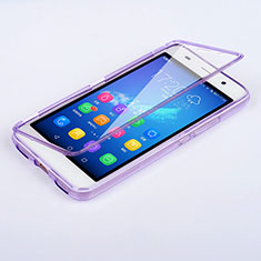 Coque Transparente Integrale Silicone Souple Portefeuille pour Huawei Honor 4A Violet
