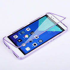 Coque Transparente Integrale Silicone Souple Portefeuille pour Huawei Honor 7 Dual SIM Violet