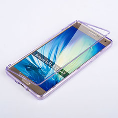 Coque Transparente Integrale Silicone Souple Portefeuille pour Samsung Galaxy A7 Duos SM-A700F A700FD Violet