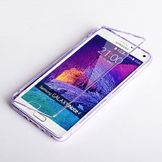 Coque Transparente Integrale Silicone Souple Portefeuille pour Samsung Galaxy Note 4 Duos N9100 Dual SIM Violet