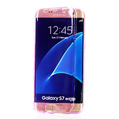 Coque Transparente Integrale Silicone Souple Portefeuille pour Samsung Galaxy S7 Edge G935F Violet