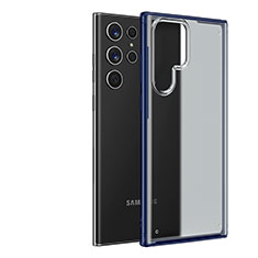 Coque Ultra Fine Plastique Rigide Etui Housse Transparente U04 pour Samsung Galaxy S22 Ultra 5G Bleu
