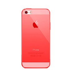 Coque Ultra Fine Silicone Mat Transparente pour Apple iPhone 5 Rouge