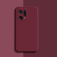 Coque Ultra Fine Silicone Souple 360 Degres Housse Etui S03 pour Oppo Find X5 5G Vin Rouge