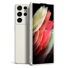 Coque Ultra Fine Silicone Souple 360 Degres Housse Etui S08 pour Samsung Galaxy S21 Ultra 5G Blanc